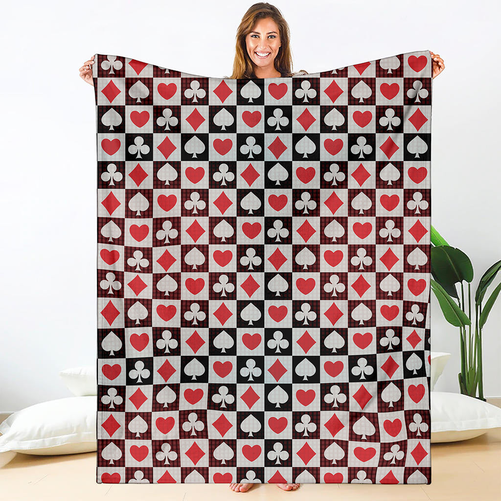 Playing Card Suits Check Pattern Print Blanket