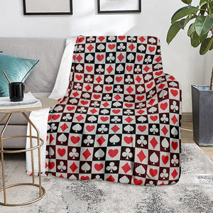 Playing Card Suits Check Pattern Print Blanket