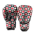 Playing Card Suits Check Pattern Print Boxing Gloves