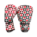 Playing Card Suits Check Pattern Print Boxing Gloves