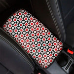 Playing Card Suits Check Pattern Print Car Center Console Cover