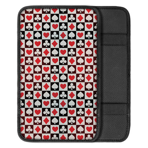 Playing Card Suits Check Pattern Print Car Center Console Cover