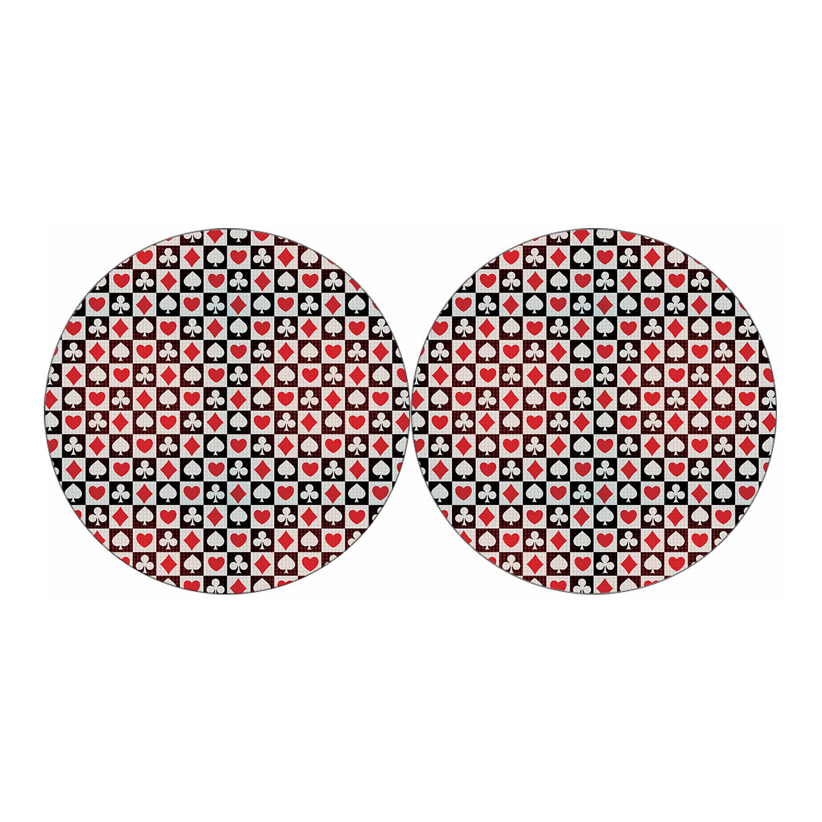 Playing Card Suits Check Pattern Print Car Coasters