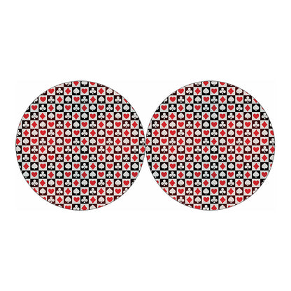 Playing Card Suits Check Pattern Print Car Coasters