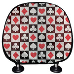 Playing Card Suits Check Pattern Print Car Headrest Covers