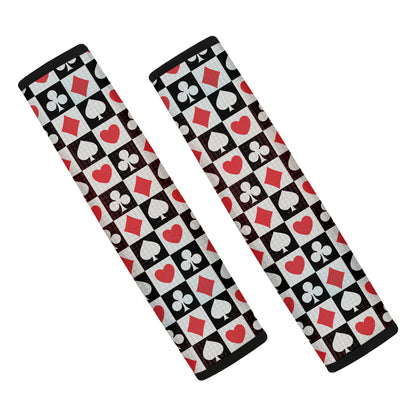 Playing Card Suits Check Pattern Print Car Seat Belt Covers