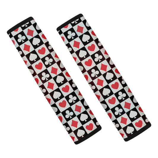 Playing Card Suits Check Pattern Print Car Seat Belt Covers
