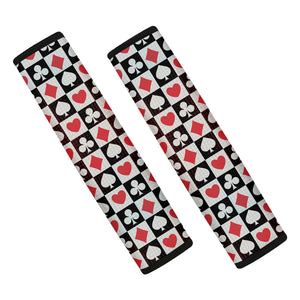 Playing Card Suits Check Pattern Print Car Seat Belt Covers