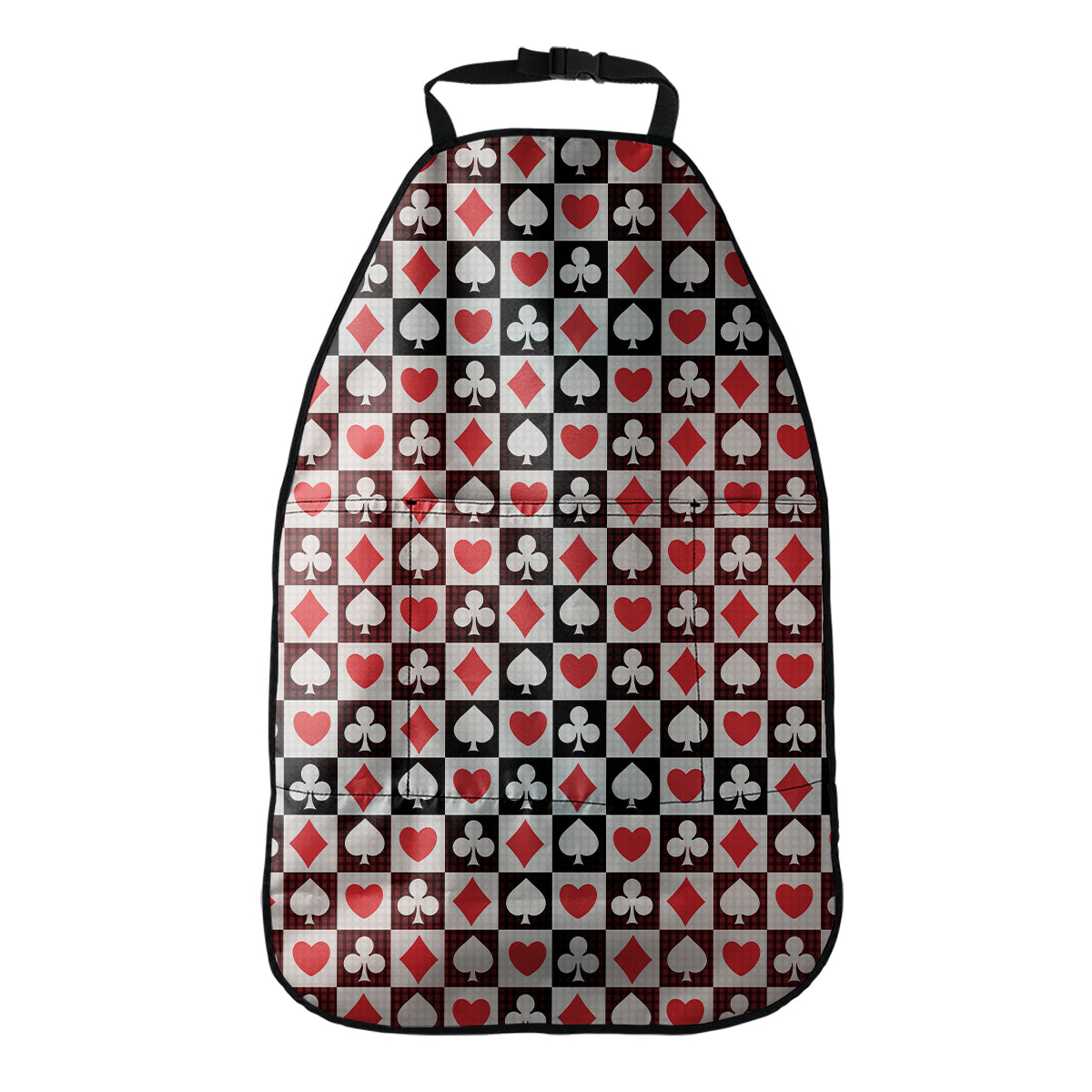 Playing Card Suits Check Pattern Print Car Seat Organizers