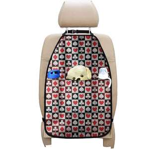 Playing Card Suits Check Pattern Print Car Seat Organizers