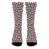 Playing Card Suits Check Pattern Print Crew Socks