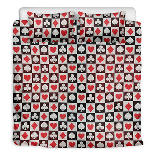 Playing Card Suits Check Pattern Print Duvet Cover Bedding Set