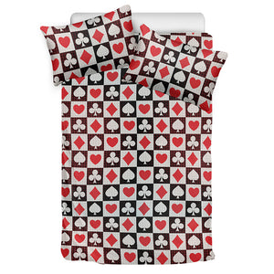 Playing Card Suits Check Pattern Print Duvet Cover Bedding Set