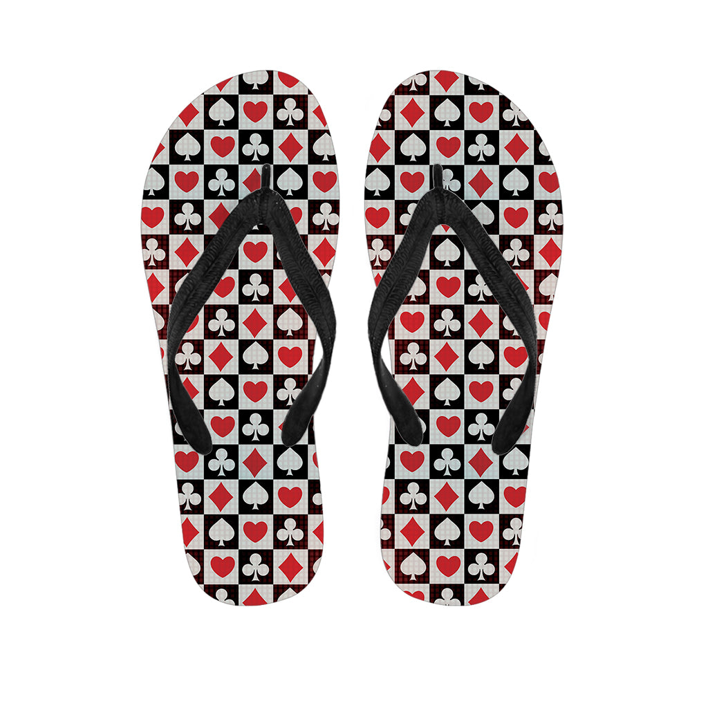 Playing Card Suits Check Pattern Print Flip Flops