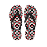 Playing Card Suits Check Pattern Print Flip Flops