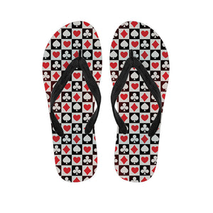 Playing Card Suits Check Pattern Print Flip Flops