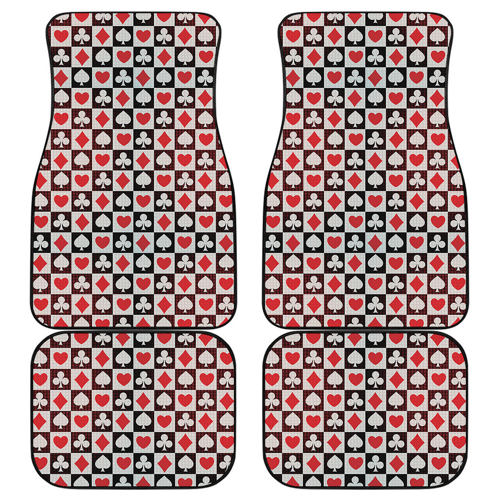 Playing Card Suits Check Pattern Print Front and Back Car Floor Mats