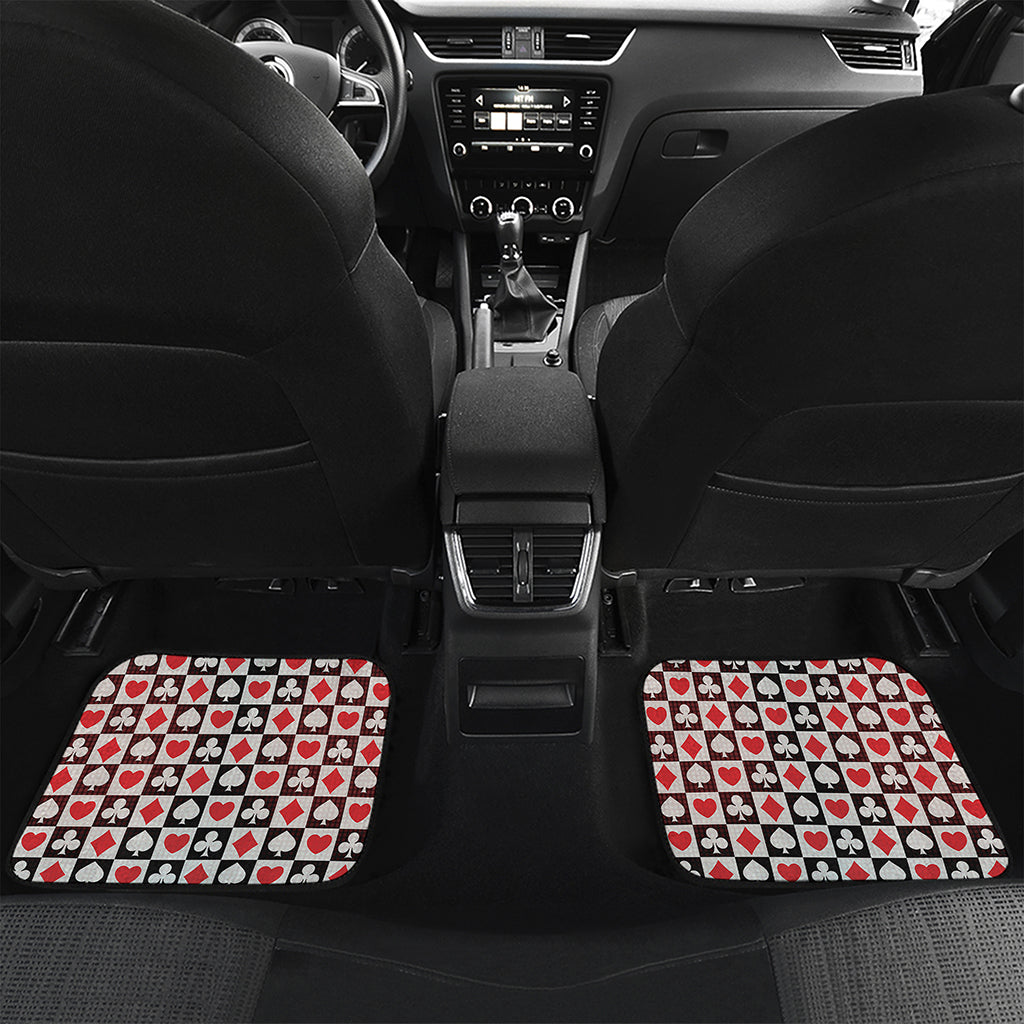 Playing Card Suits Check Pattern Print Front and Back Car Floor Mats