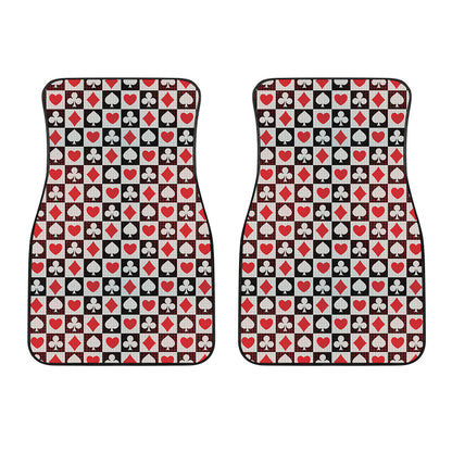 Playing Card Suits Check Pattern Print Front Car Floor Mats