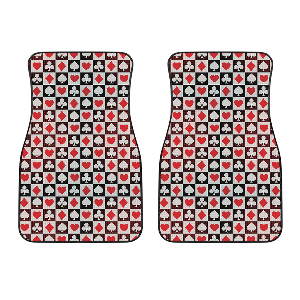 Playing Card Suits Check Pattern Print Front Car Floor Mats