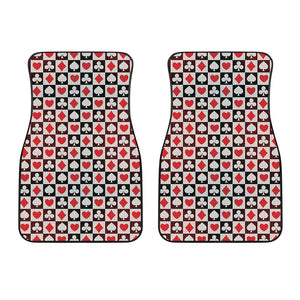 Playing Card Suits Check Pattern Print Front Car Floor Mats