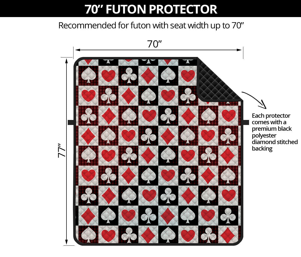 Playing Card Suits Check Pattern Print Futon Protector