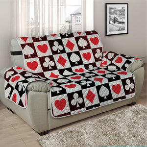 Playing Card Suits Check Pattern Print Half Sofa Protector