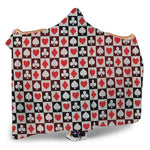 Playing Card Suits Check Pattern Print Hooded Blanket