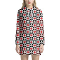 Playing Card Suits Check Pattern Print Pullover Hoodie Dress