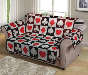 Playing Card Suits Check Pattern Print Loveseat Protector