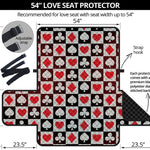 Playing Card Suits Check Pattern Print Loveseat Protector