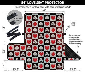 Playing Card Suits Check Pattern Print Loveseat Protector