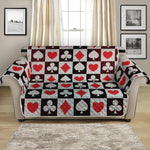 Playing Card Suits Check Pattern Print Loveseat Protector