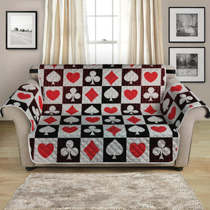 Playing Card Suits Check Pattern Print Loveseat Protector