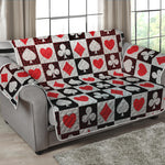 Playing Card Suits Check Pattern Print Loveseat Protector