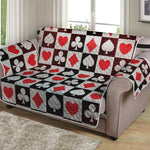 Playing Card Suits Check Pattern Print Loveseat Protector