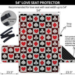 Playing Card Suits Check Pattern Print Loveseat Protector