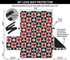 Playing Card Suits Check Pattern Print Loveseat Protector