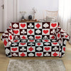 Playing Card Suits Check Pattern Print Loveseat Slipcover