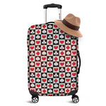 Playing Card Suits Check Pattern Print Luggage Cover