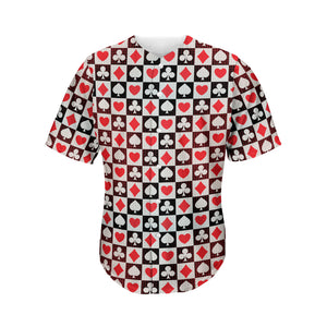 Playing Card Suits Check Pattern Print Men's Baseball Jersey