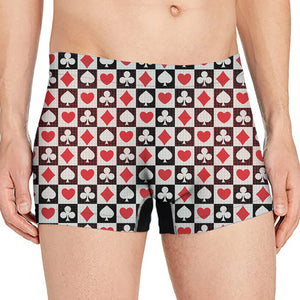 Playing Card Suits Check Pattern Print Men's Boxer Briefs