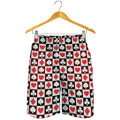 Playing Card Suits Check Pattern Print Men's Shorts