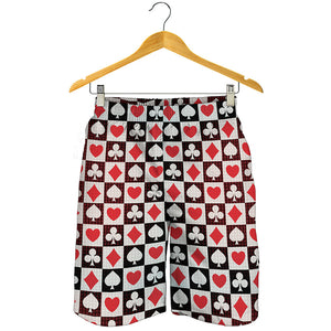 Playing Card Suits Check Pattern Print Men's Shorts