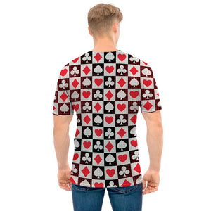 Playing Card Suits Check Pattern Print Men's T-Shirt