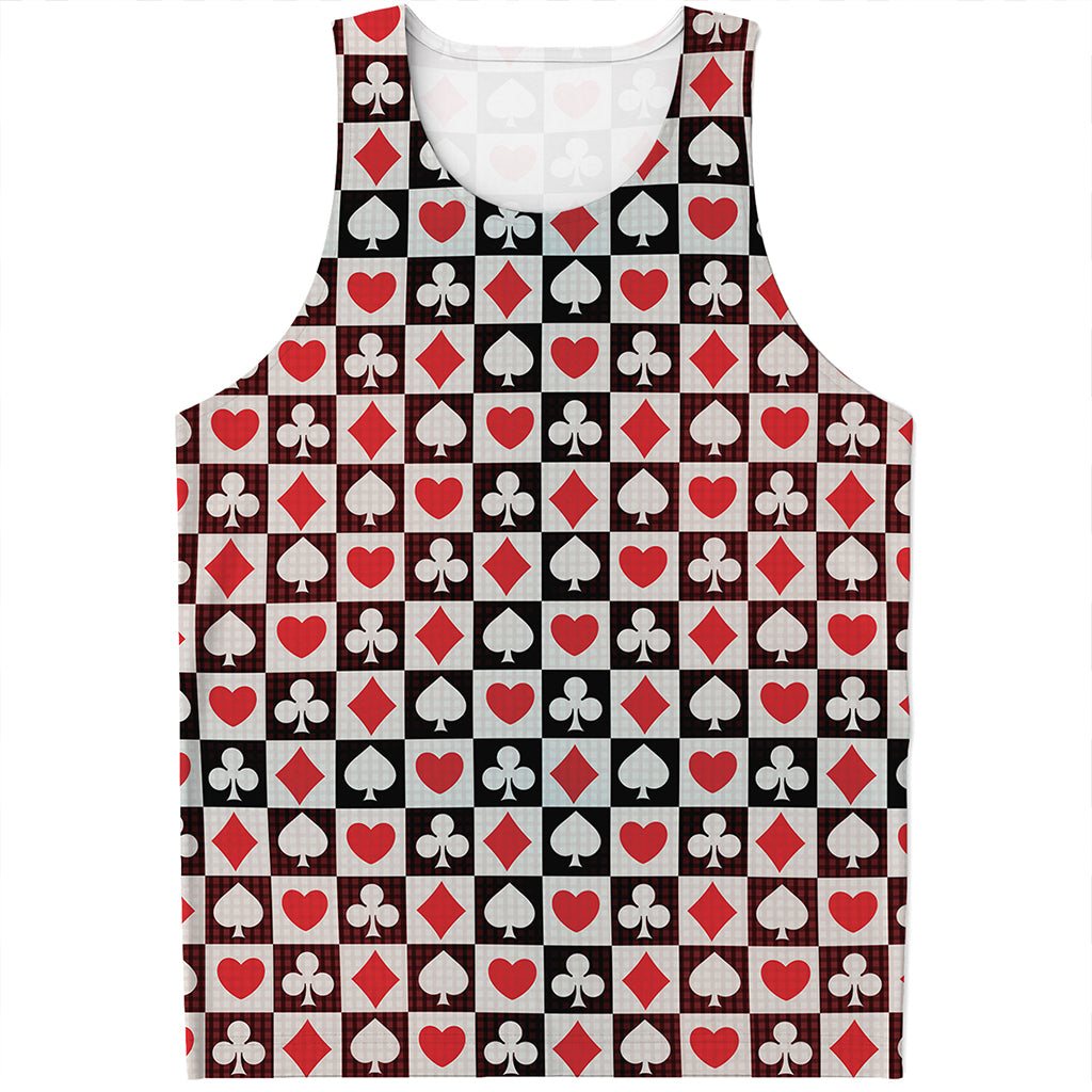 Playing Card Suits Check Pattern Print Men's Tank Top