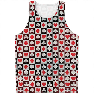 Playing Card Suits Check Pattern Print Men's Tank Top