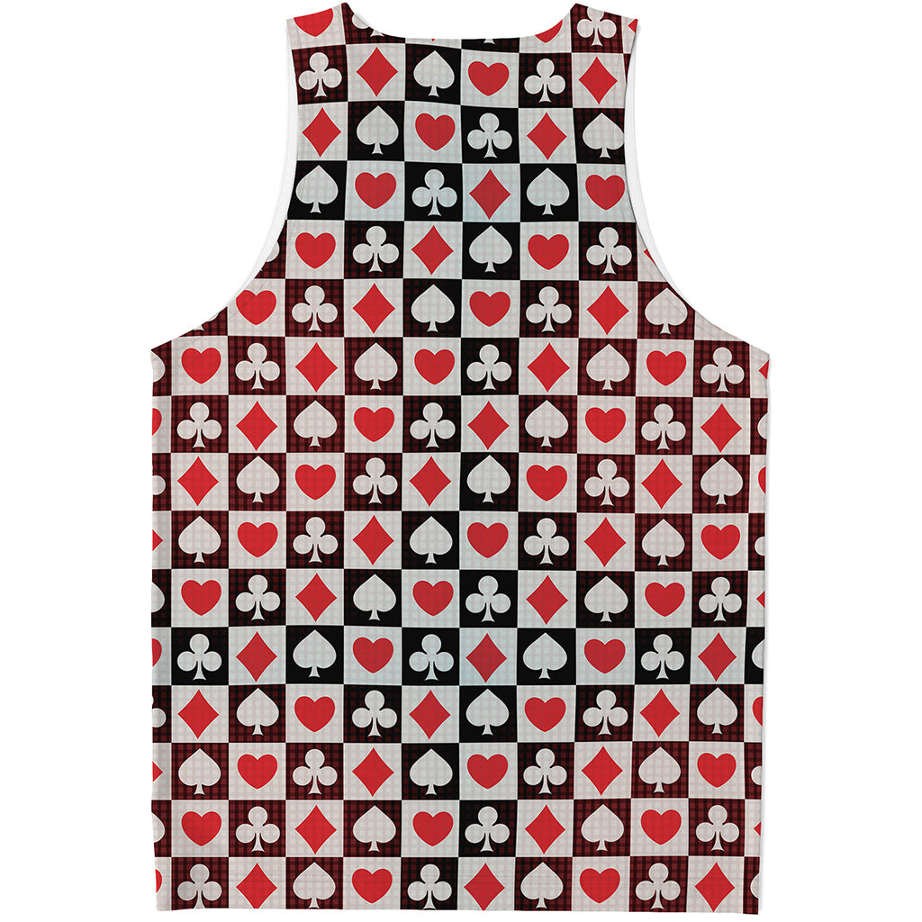 Playing Card Suits Check Pattern Print Men's Tank Top