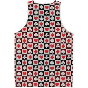 Playing Card Suits Check Pattern Print Men's Tank Top