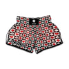 Playing Card Suits Check Pattern Print Muay Thai Boxing Shorts